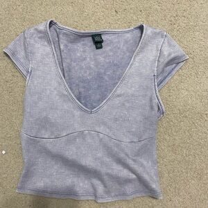 Wild Fable Light Purple Ribbed V-Neck Top